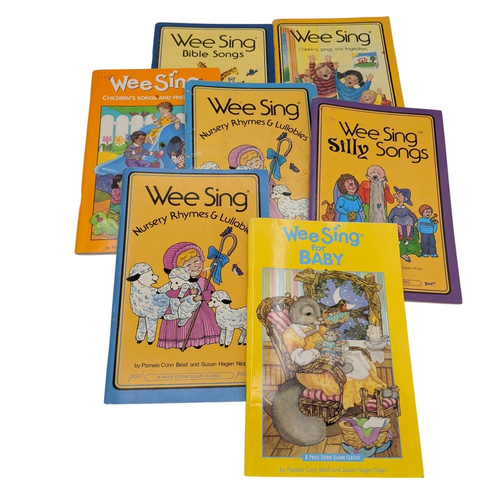 Vintage Wee Sing Book Lot of 7 Nursery Rhymes Silly Bible Songs Childrens Music‎